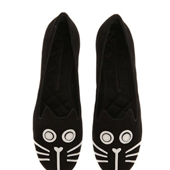 MARC by Marc Jacobs 39.5 Rue Kitty Velvet Loafers Black Cat Face Flats Slip Ons - Picture 2 of 8